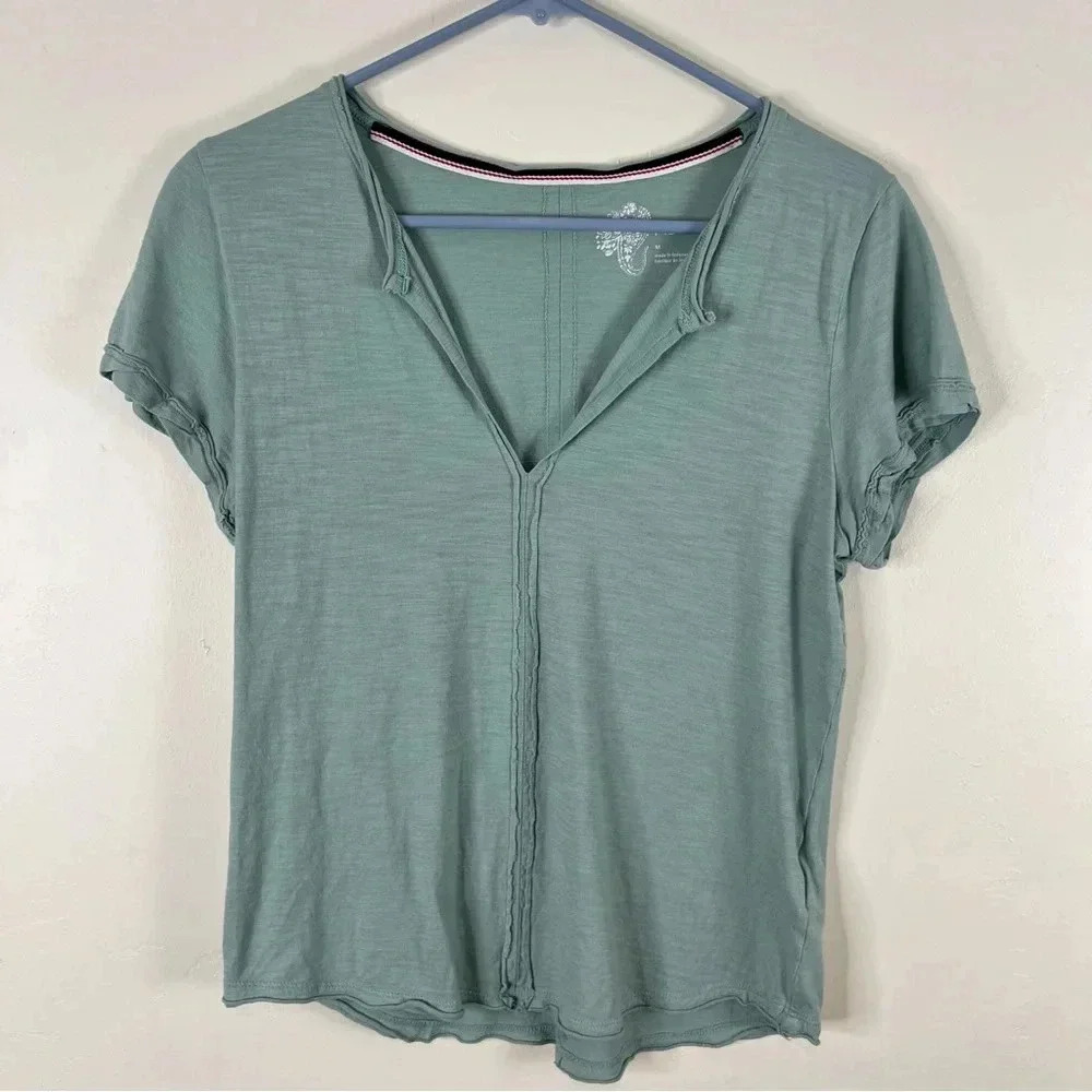 Anthropologie Pilcro and the Letterpress Cotton Spliced Neck Tee Medium EUC